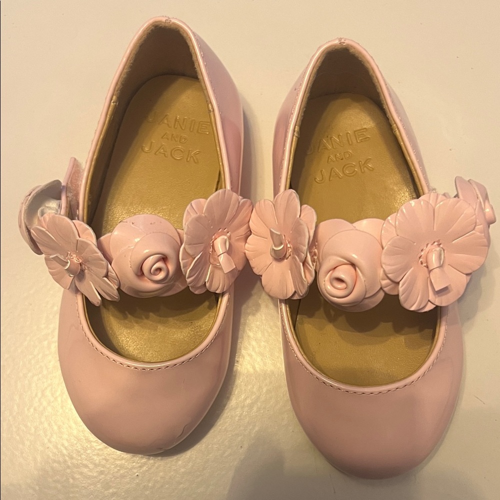 Janie and Jack Light Pink Floral Dress Shoes NWOT